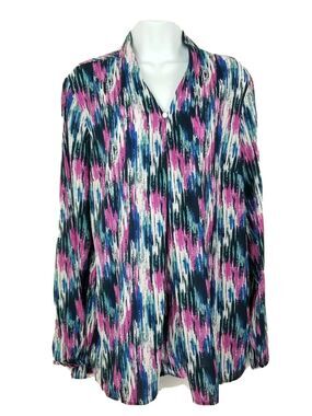 Attention Womens Shirt Size Large Sheer Long Sleeve Blouse V Neck Top